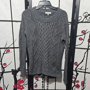 Madewell Gray Cable Knit Crew Neck Sweater XS